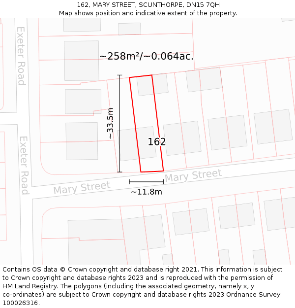 162, MARY STREET, SCUNTHORPE, DN15 7QH: Plot and title map