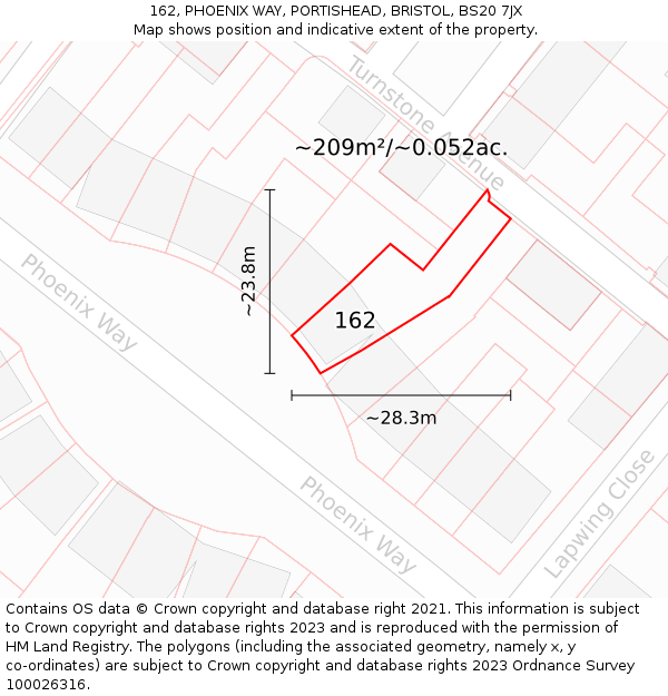 162, PHOENIX WAY, PORTISHEAD, BRISTOL, BS20 7JX: Plot and title map