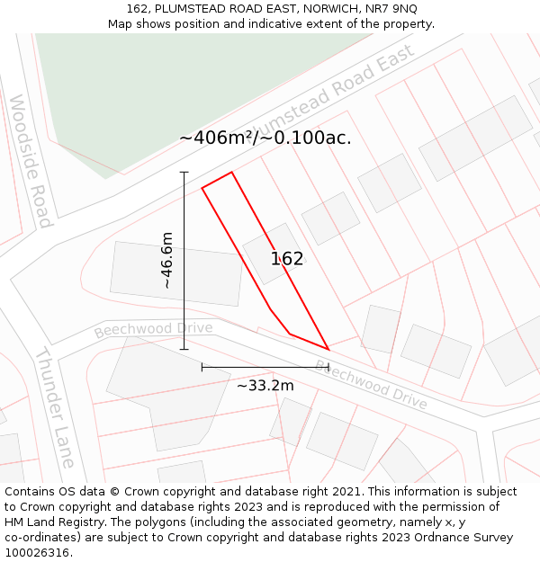 162, PLUMSTEAD ROAD EAST, NORWICH, NR7 9NQ: Plot and title map