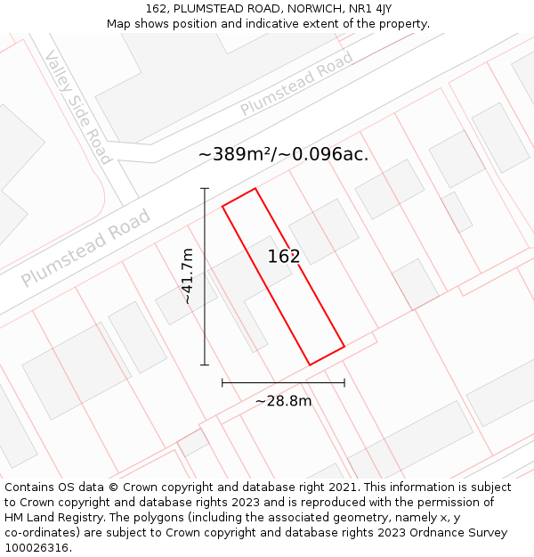 162, PLUMSTEAD ROAD, NORWICH, NR1 4JY: Plot and title map