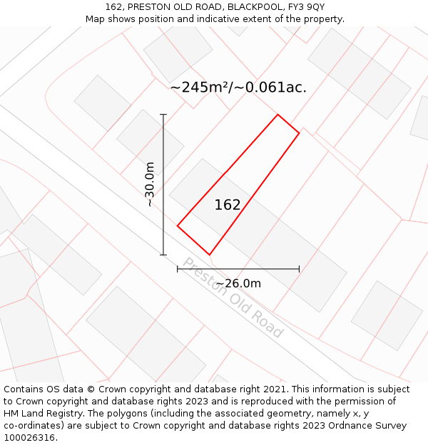 162, PRESTON OLD ROAD, BLACKPOOL, FY3 9QY: Plot and title map