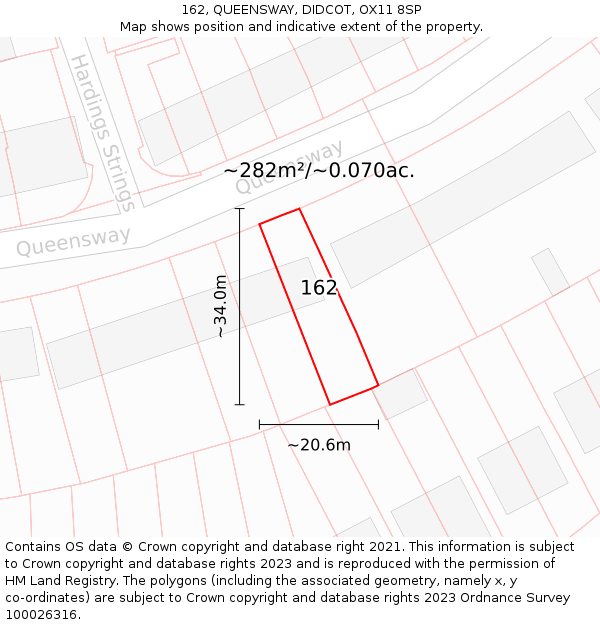 162, QUEENSWAY, DIDCOT, OX11 8SP: Plot and title map
