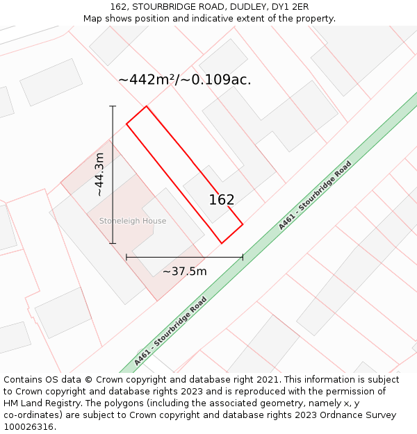 162, STOURBRIDGE ROAD, DUDLEY, DY1 2ER: Plot and title map