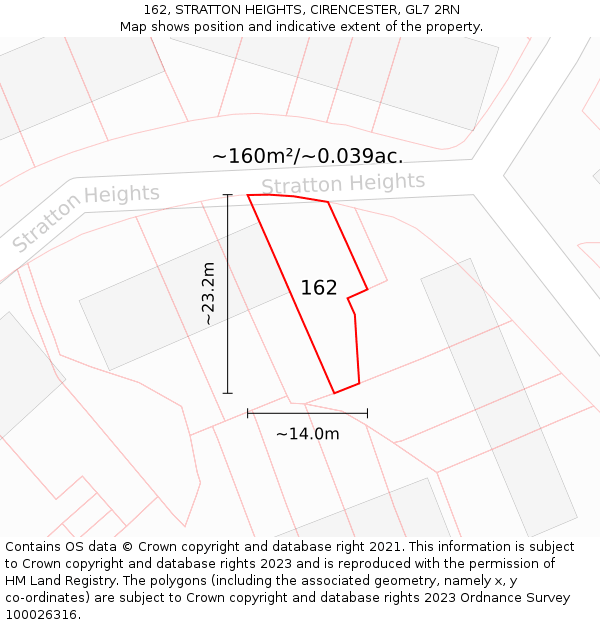162, STRATTON HEIGHTS, CIRENCESTER, GL7 2RN: Plot and title map
