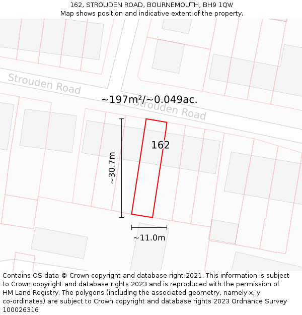 162, STROUDEN ROAD, BOURNEMOUTH, BH9 1QW: Plot and title map