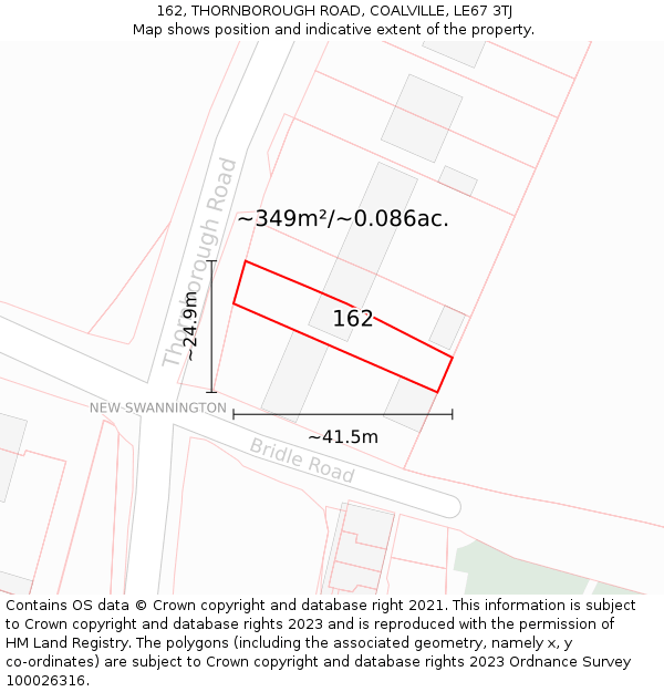 162, THORNBOROUGH ROAD, COALVILLE, LE67 3TJ: Plot and title map