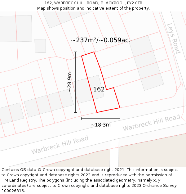 162, WARBRECK HILL ROAD, BLACKPOOL, FY2 0TR: Plot and title map