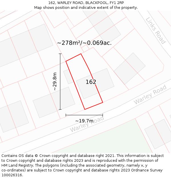162, WARLEY ROAD, BLACKPOOL, FY1 2RP: Plot and title map