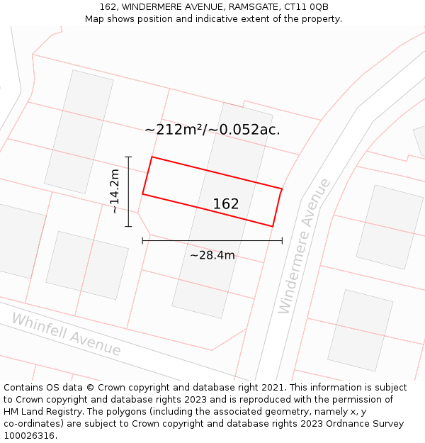 162, WINDERMERE AVENUE, RAMSGATE, CT11 0QB: Plot and title map
