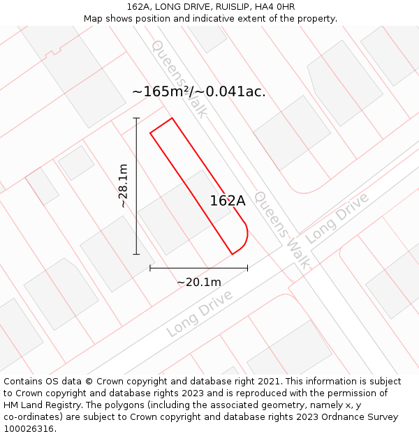 162A, LONG DRIVE, RUISLIP, HA4 0HR: Plot and title map