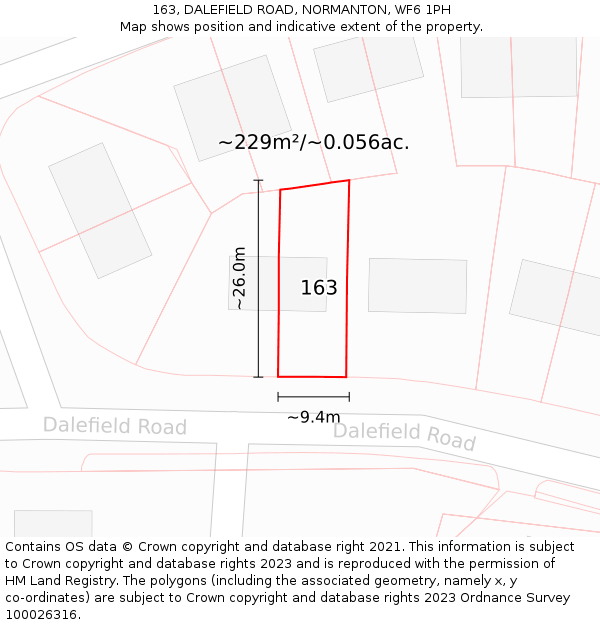 163, DALEFIELD ROAD, NORMANTON, WF6 1PH: Plot and title map
