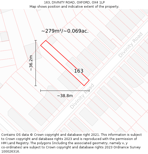 163, DIVINITY ROAD, OXFORD, OX4 1LP: Plot and title map