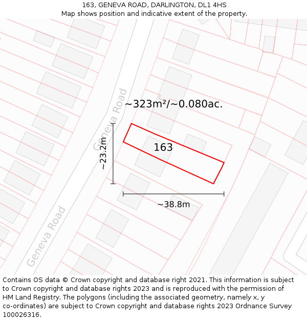163, GENEVA ROAD, DARLINGTON, DL1 4HS: Plot and title map
