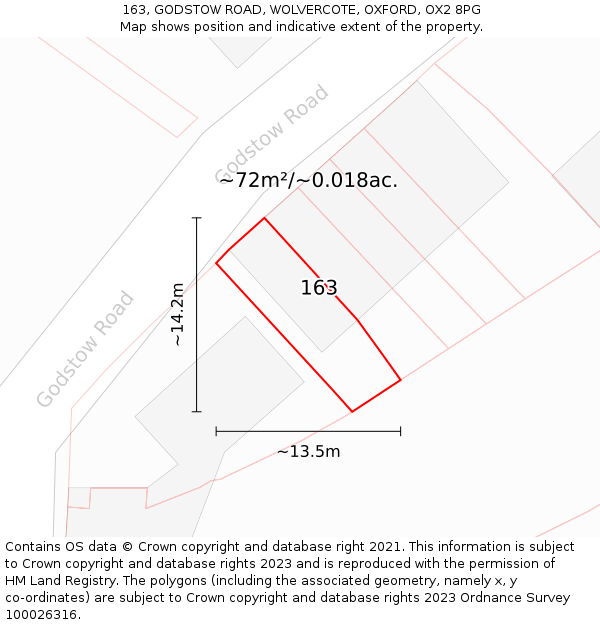 163, GODSTOW ROAD, WOLVERCOTE, OXFORD, OX2 8PG: Plot and title map