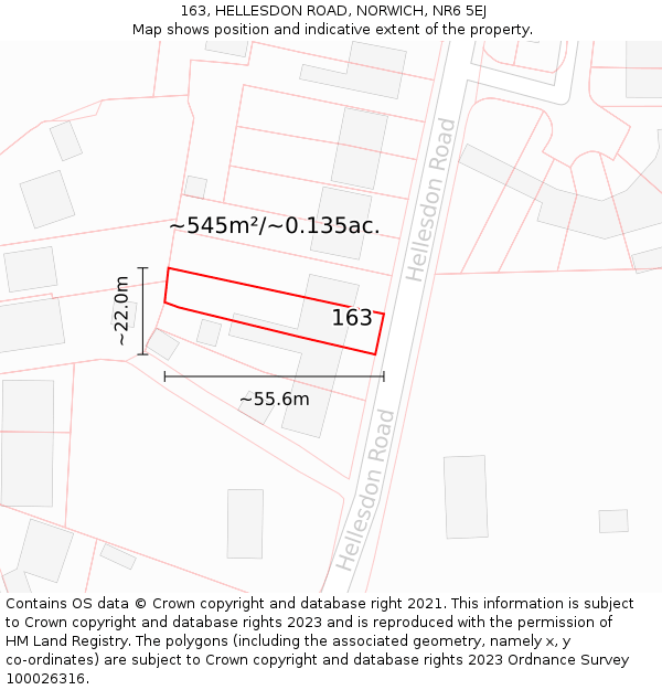 163, HELLESDON ROAD, NORWICH, NR6 5EJ: Plot and title map
