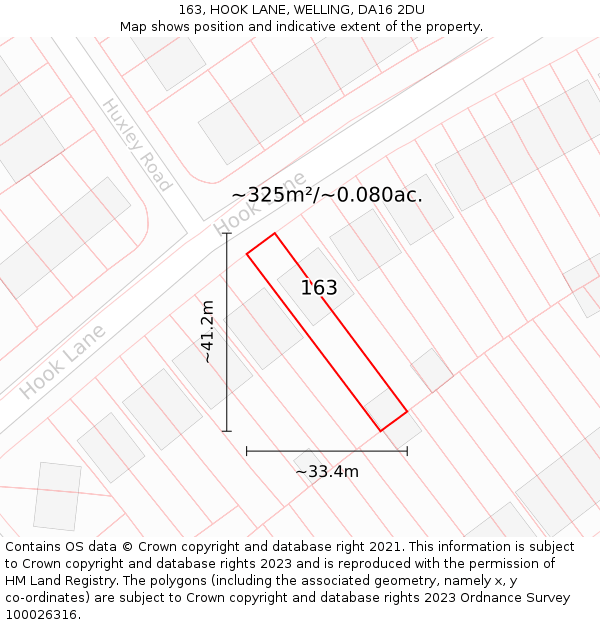 163, HOOK LANE, WELLING, DA16 2DU: Plot and title map