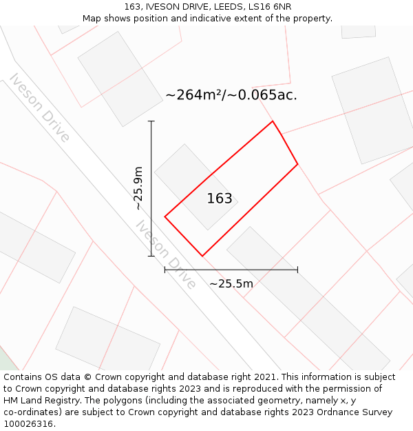 163, IVESON DRIVE, LEEDS, LS16 6NR: Plot and title map