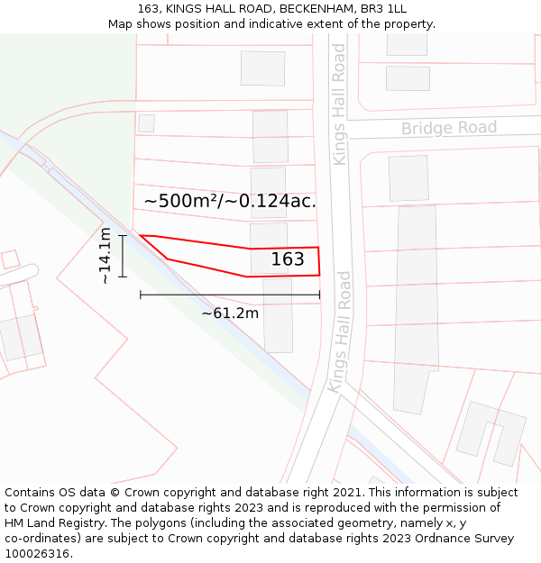 163, KINGS HALL ROAD, BECKENHAM, BR3 1LL: Plot and title map