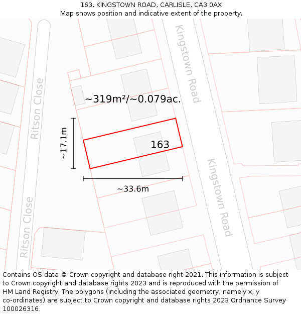 163, KINGSTOWN ROAD, CARLISLE, CA3 0AX: Plot and title map