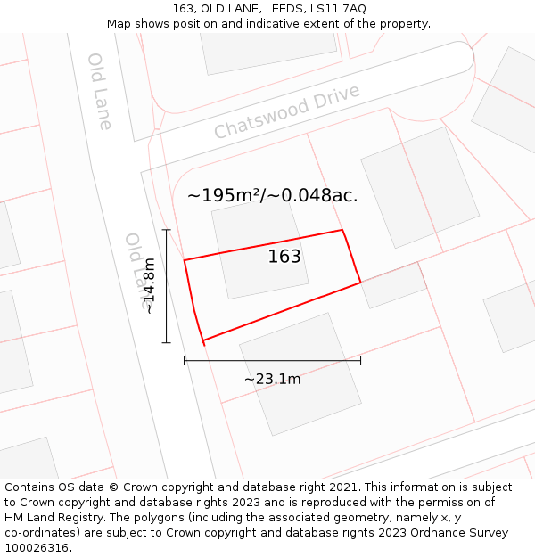 163, OLD LANE, LEEDS, LS11 7AQ: Plot and title map
