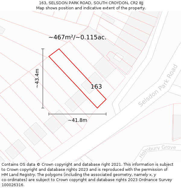 163, SELSDON PARK ROAD, SOUTH CROYDON, CR2 8JJ: Plot and title map