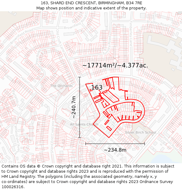 163, SHARD END CRESCENT, BIRMINGHAM, B34 7RE: Plot and title map