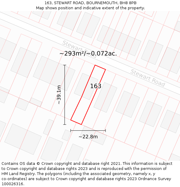 163, STEWART ROAD, BOURNEMOUTH, BH8 8PB: Plot and title map