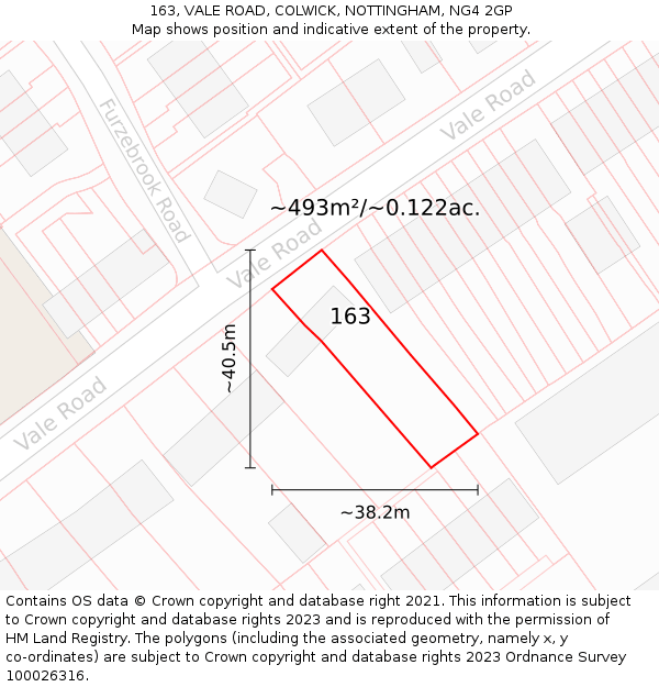 163, VALE ROAD, COLWICK, NOTTINGHAM, NG4 2GP: Plot and title map