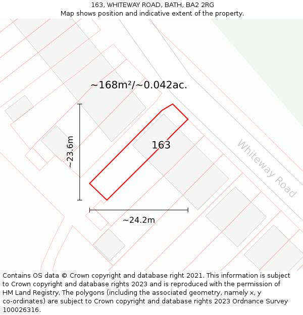163, WHITEWAY ROAD, BATH, BA2 2RG: Plot and title map