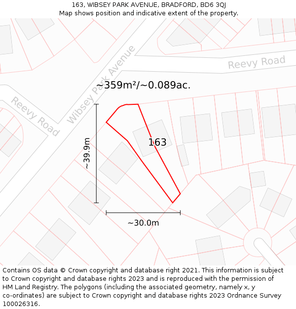 163, WIBSEY PARK AVENUE, BRADFORD, BD6 3QJ: Plot and title map