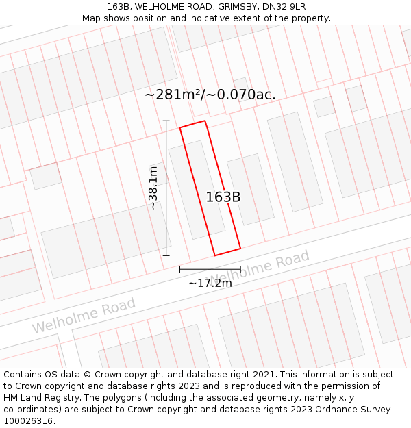 163B, WELHOLME ROAD, GRIMSBY, DN32 9LR: Plot and title map