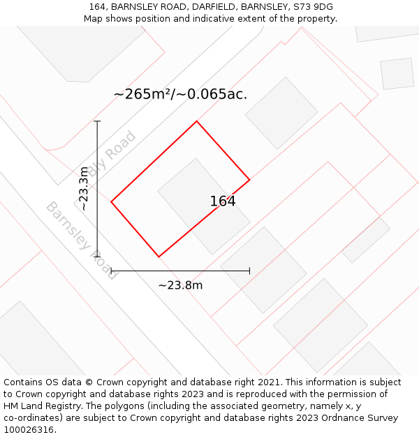164, BARNSLEY ROAD, DARFIELD, BARNSLEY, S73 9DG: Plot and title map