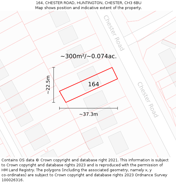 164, CHESTER ROAD, HUNTINGTON, CHESTER, CH3 6BU: Plot and title map
