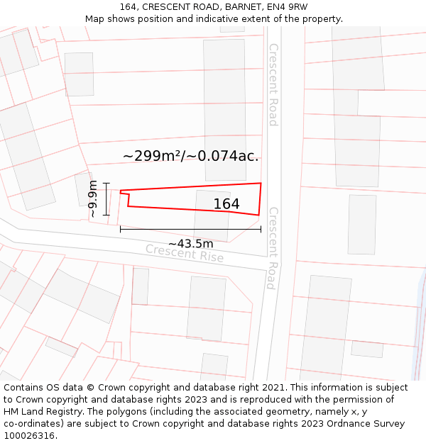 164, CRESCENT ROAD, BARNET, EN4 9RW: Plot and title map