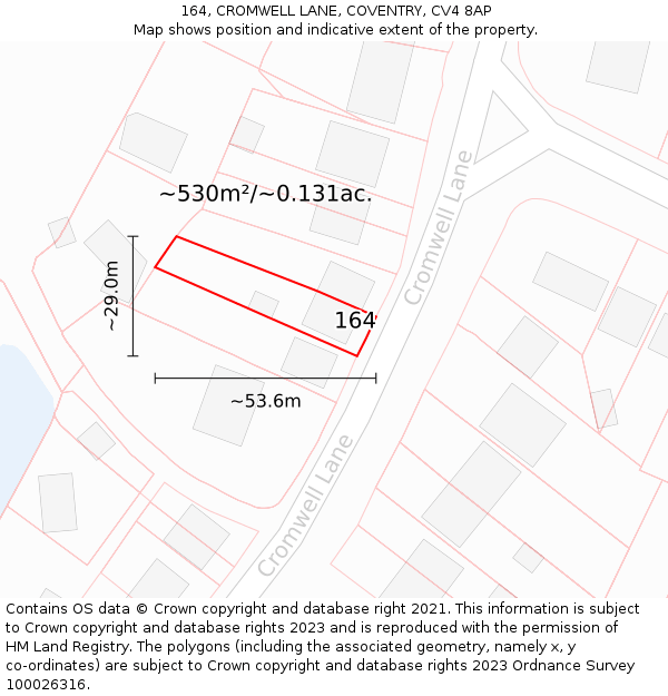 164, CROMWELL LANE, COVENTRY, CV4 8AP: Plot and title map
