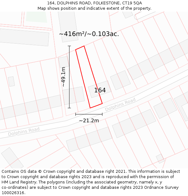 164, DOLPHINS ROAD, FOLKESTONE, CT19 5QA: Plot and title map