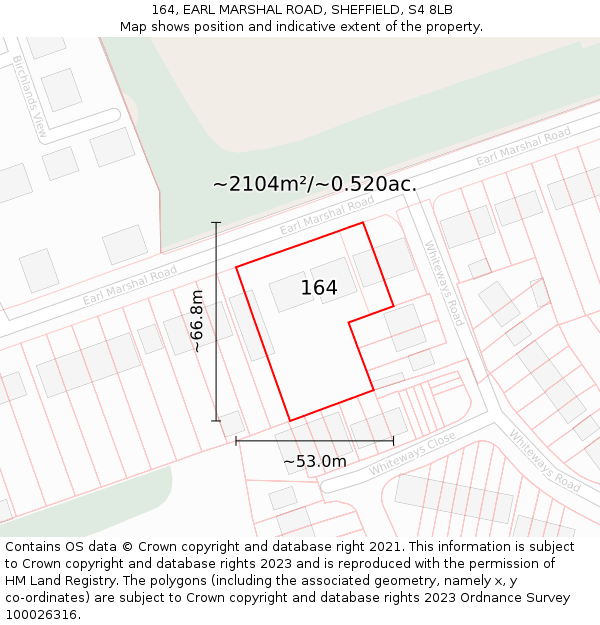 164, EARL MARSHAL ROAD, SHEFFIELD, S4 8LB: Plot and title map