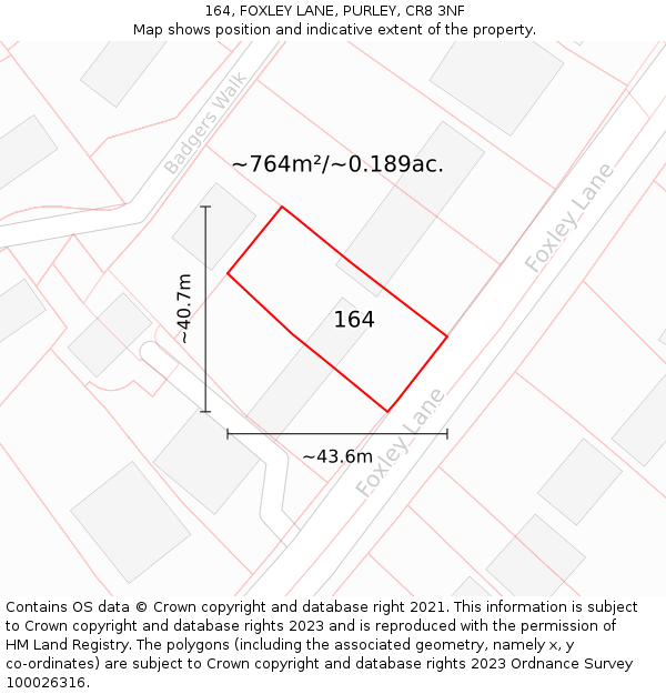 164, FOXLEY LANE, PURLEY, CR8 3NF: Plot and title map