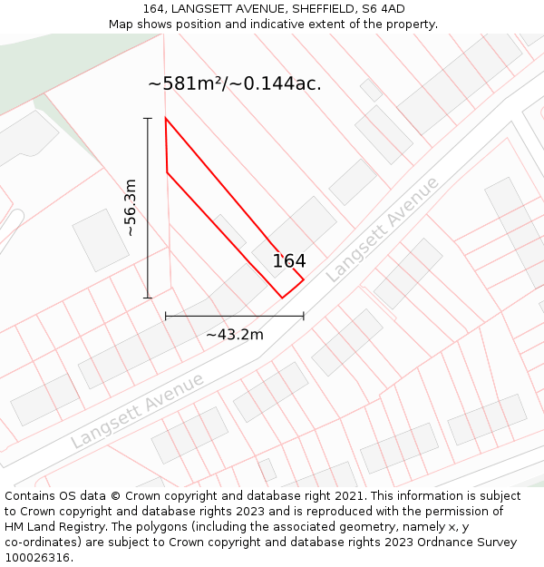164, LANGSETT AVENUE, SHEFFIELD, S6 4AD: Plot and title map