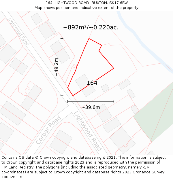 164, LIGHTWOOD ROAD, BUXTON, SK17 6RW: Plot and title map
