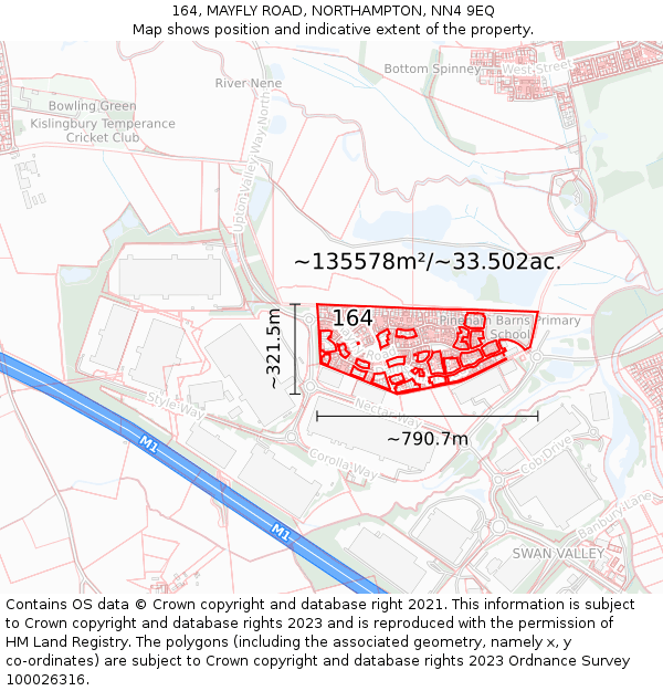 164, MAYFLY ROAD, NORTHAMPTON, NN4 9EQ: Plot and title map