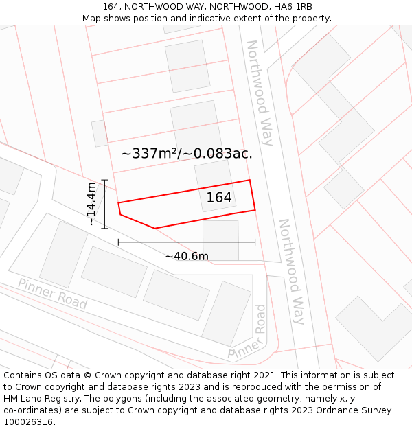 164, NORTHWOOD WAY, NORTHWOOD, HA6 1RB: Plot and title map