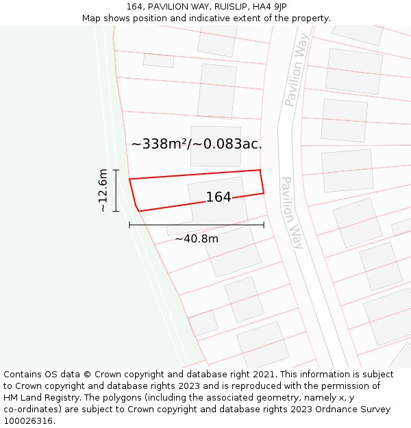 164, PAVILION WAY, RUISLIP, HA4 9JP: Plot and title map