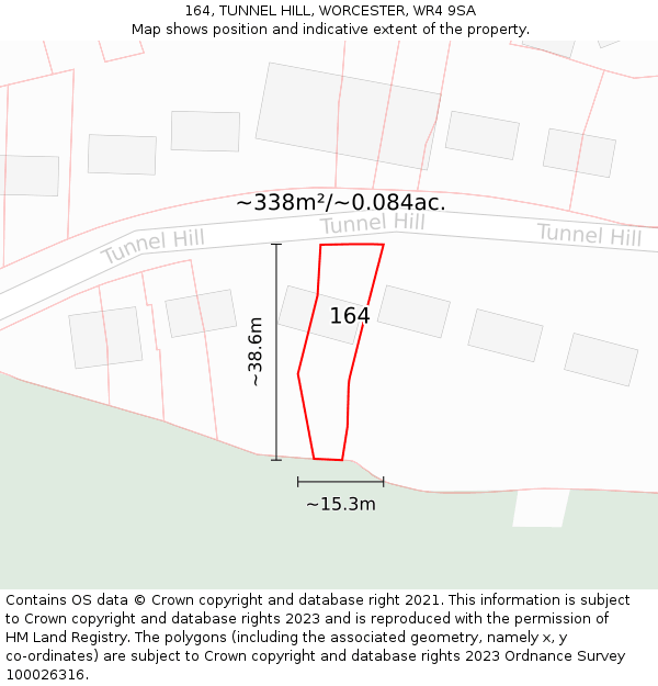 164, TUNNEL HILL, WORCESTER, WR4 9SA: Plot and title map