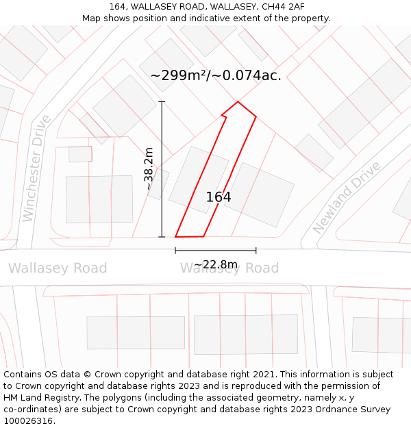 164, WALLASEY ROAD, WALLASEY, CH44 2AF: Plot and title map