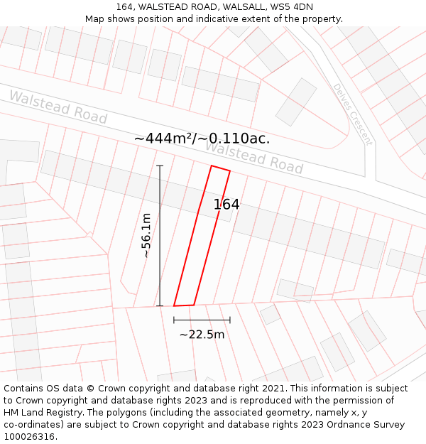 164, WALSTEAD ROAD, WALSALL, WS5 4DN: Plot and title map
