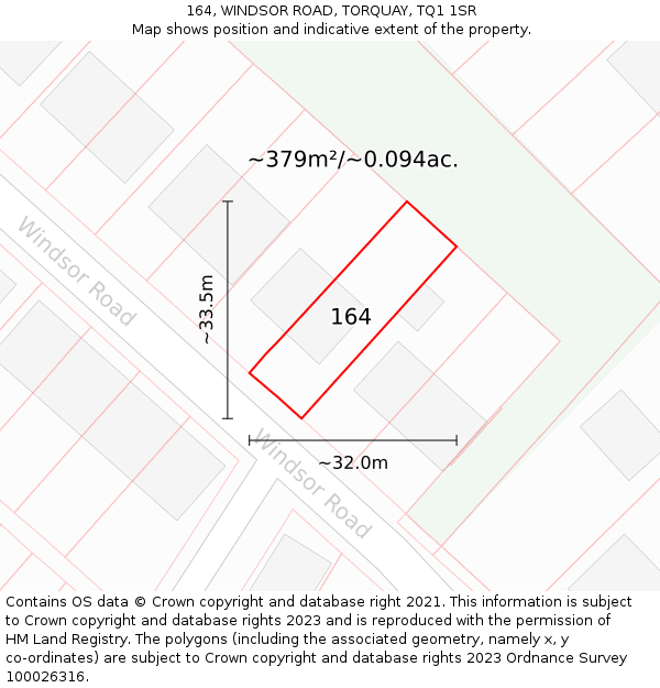 164, WINDSOR ROAD, TORQUAY, TQ1 1SR: Plot and title map