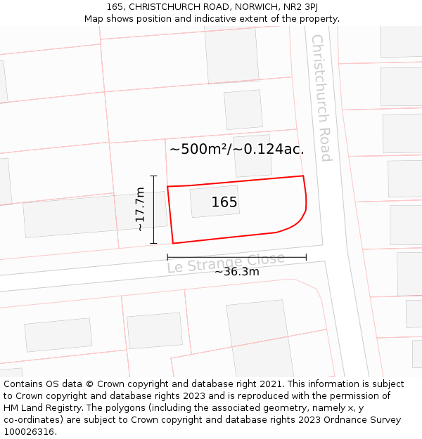 165, CHRISTCHURCH ROAD, NORWICH, NR2 3PJ: Plot and title map