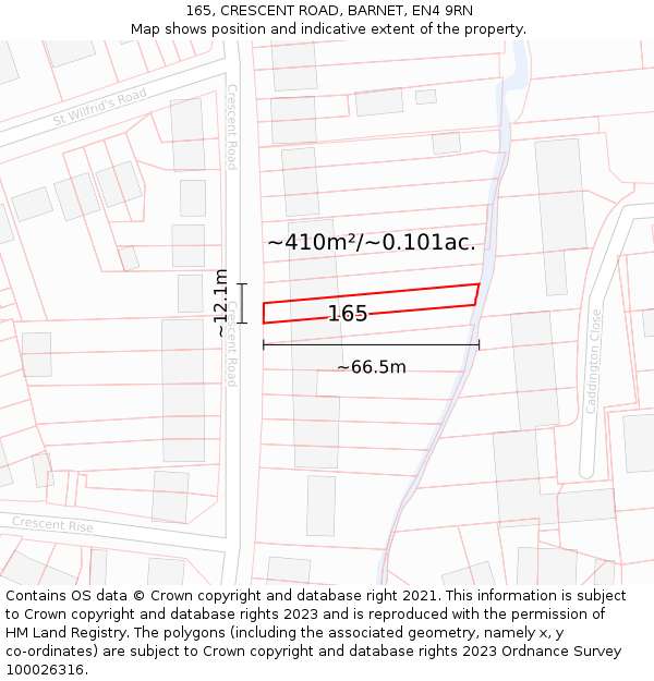 165, CRESCENT ROAD, BARNET, EN4 9RN: Plot and title map