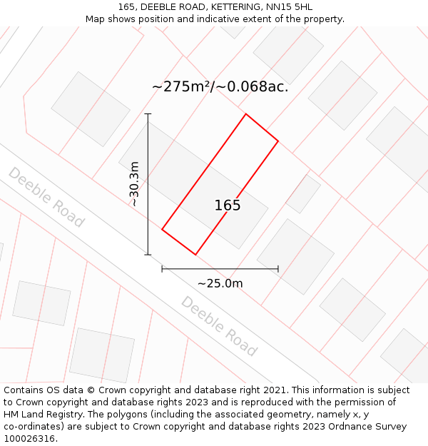 165, DEEBLE ROAD, KETTERING, NN15 5HL: Plot and title map